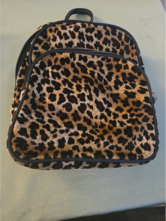 Handbags - Leopard Print Faux Fur Mini Backpack